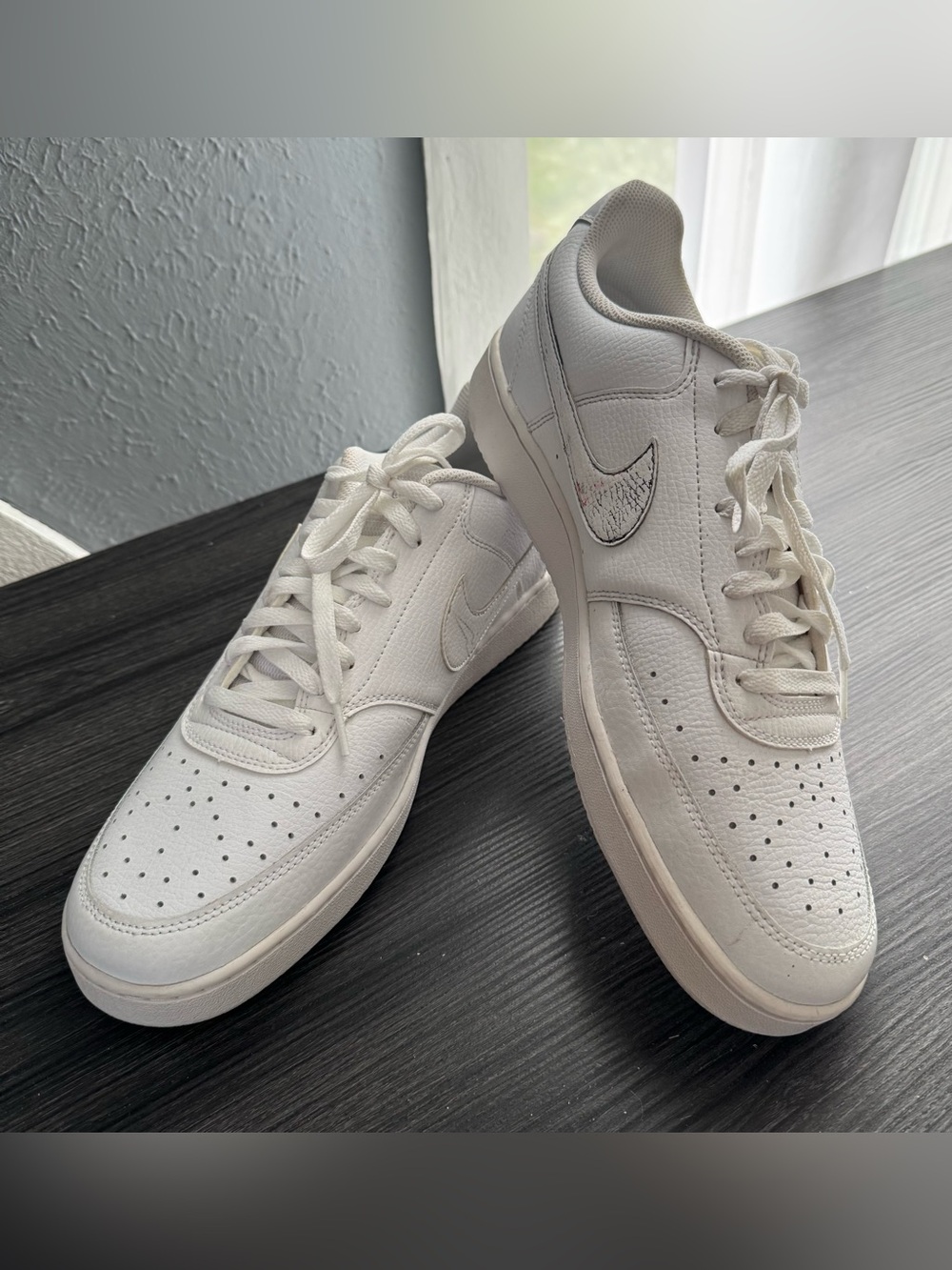 Nike Court Vision Low Men's Sneakers Shoes Size 12 Triple White Leather NEW